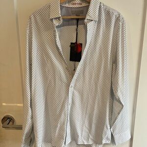 Ted Baker White and Navy Geometric Dot Shirt